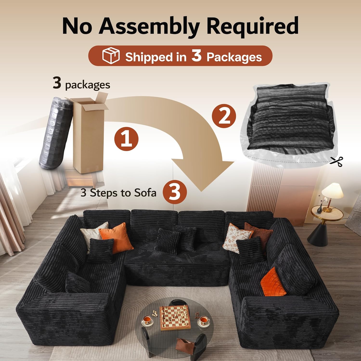 Ovios 104" Cloud Section Sofa L-shaped lounge chair, modern modular sofa wourant