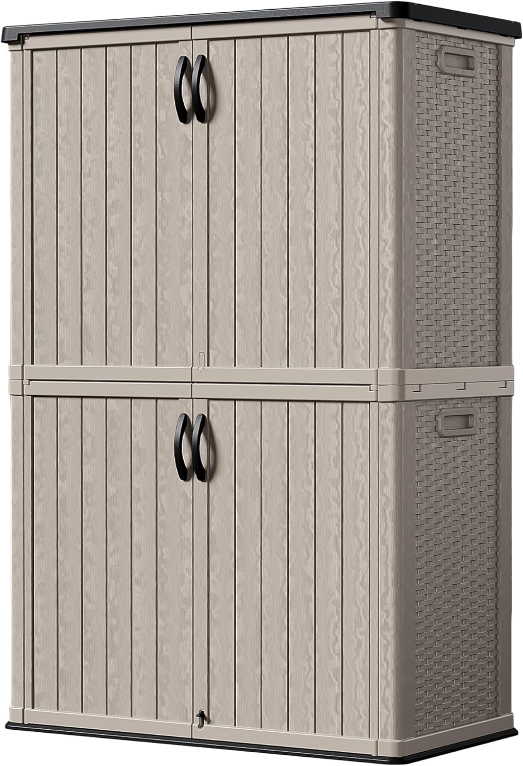 Devoko Outdoor Storage Cabinet 26 Cu Ft with Lockable Doors, Horizontal Storage Shed Waterproof Patio Tools Storage Box wourant