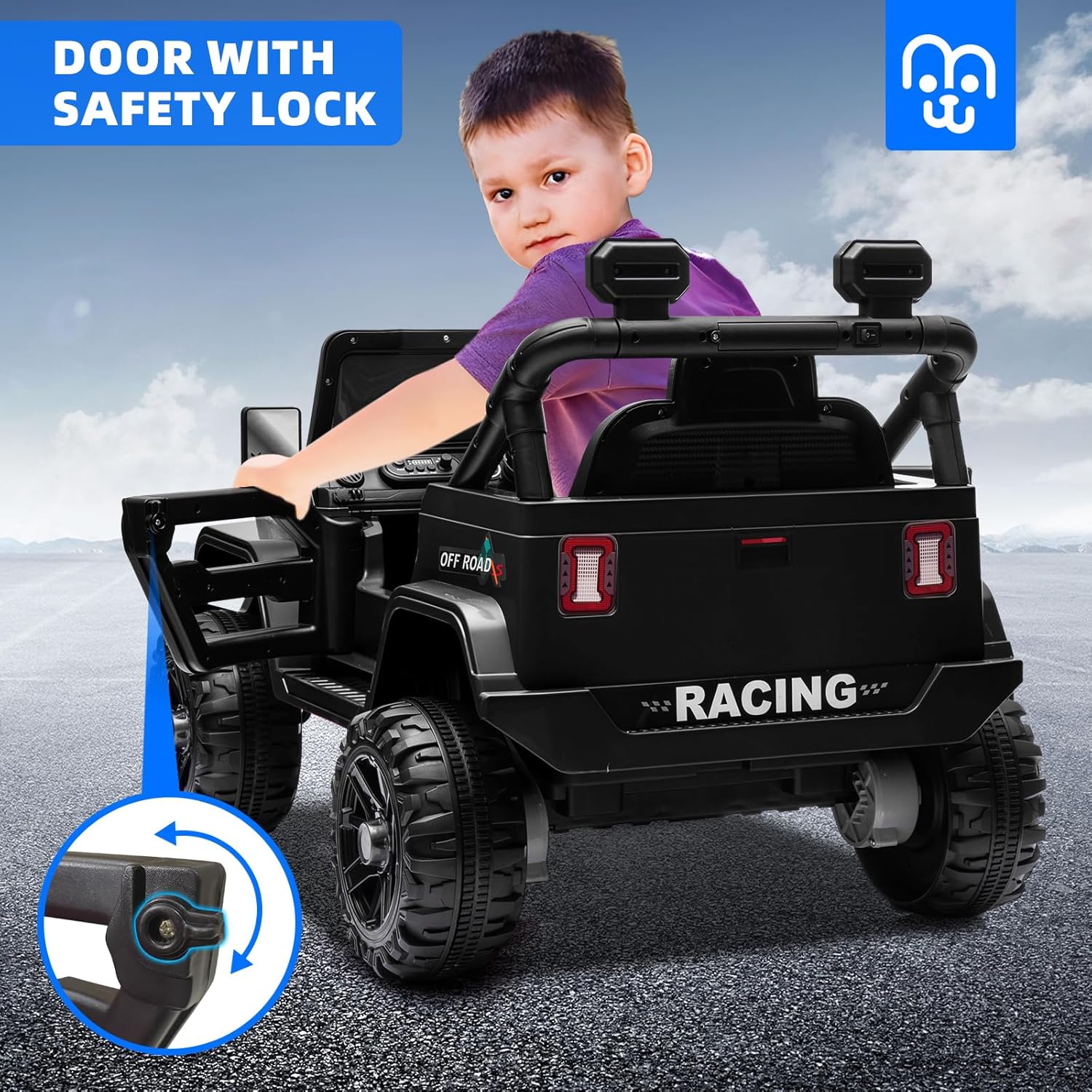 12V Kids Electric Ride on Truck Car Remote Control, Twin 35W Motors 3.5MPH Max Speed, Bluetooth USB Music Player, 4 Wheels Suspension LED Lights Safety Belt, Gift for Boy & Girl-Rosy wourant
