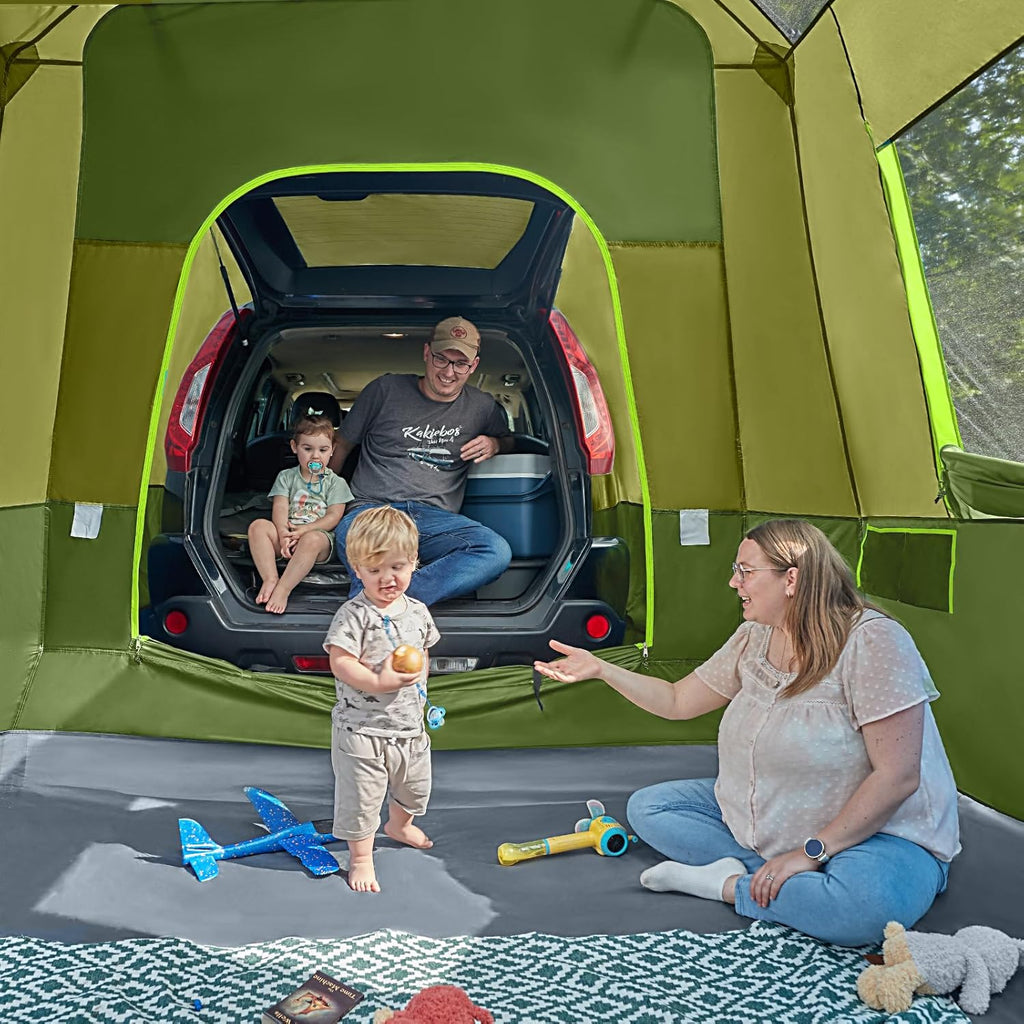 TIMBER RIDGE 5-9 Person SUV Tent with Screen Porch and Awning for Family Camping, Weather Resistant and Portable Van or Car Tent, Includes Rainfly and Storage Bag, 13' W X 10' L X 7.1' H wourant