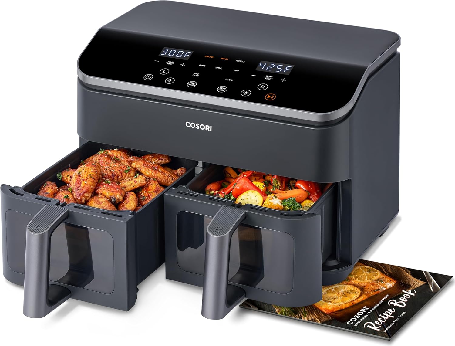 COSORI Dual Air Fryer 9Qt 10-in-1for Easy Cooking Dishwasher Safe wourant