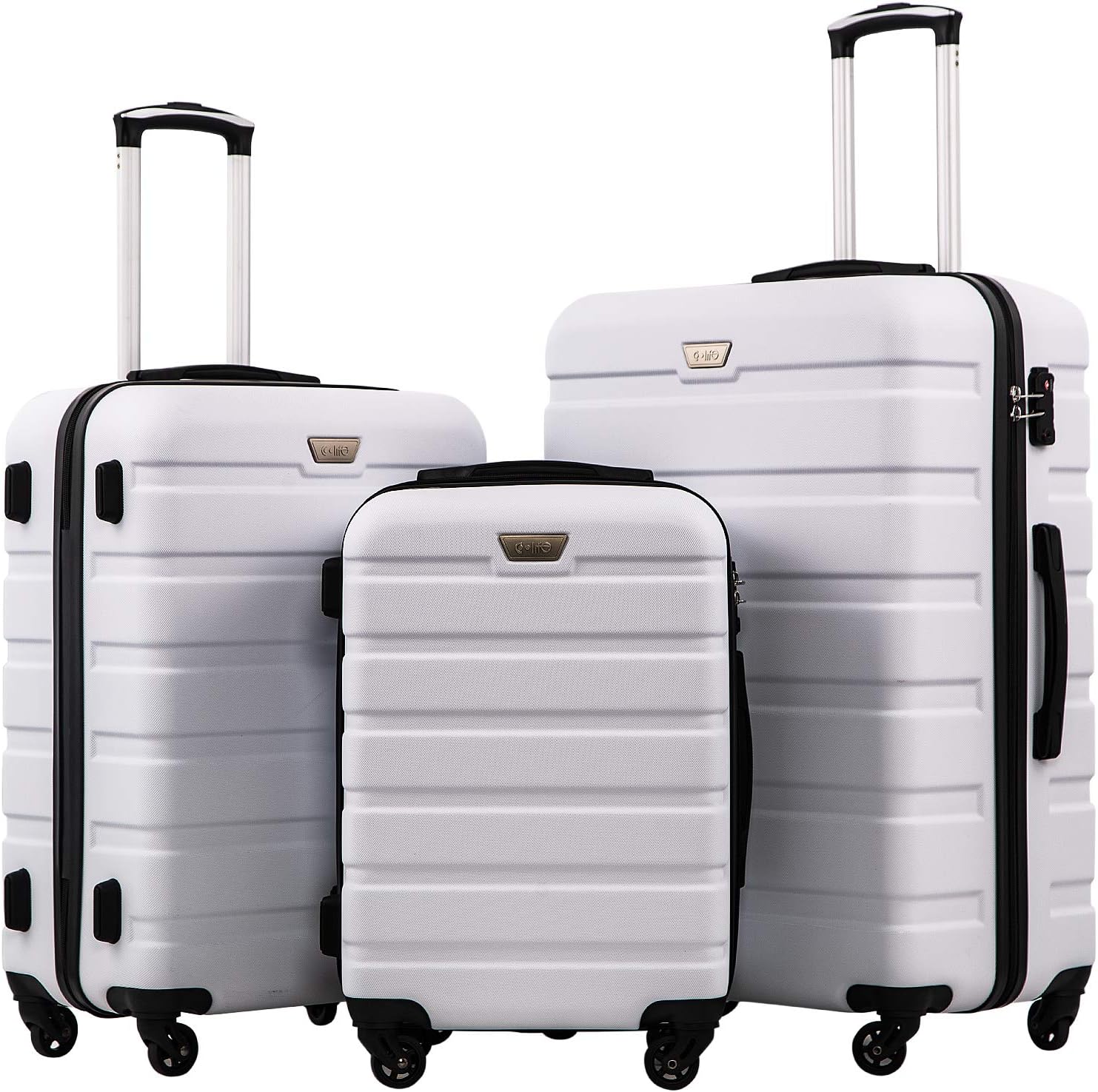 Coolife Luggage 3 Piece Set Suitcase Spinner Hardshell Lightweight TSA Lock wourant