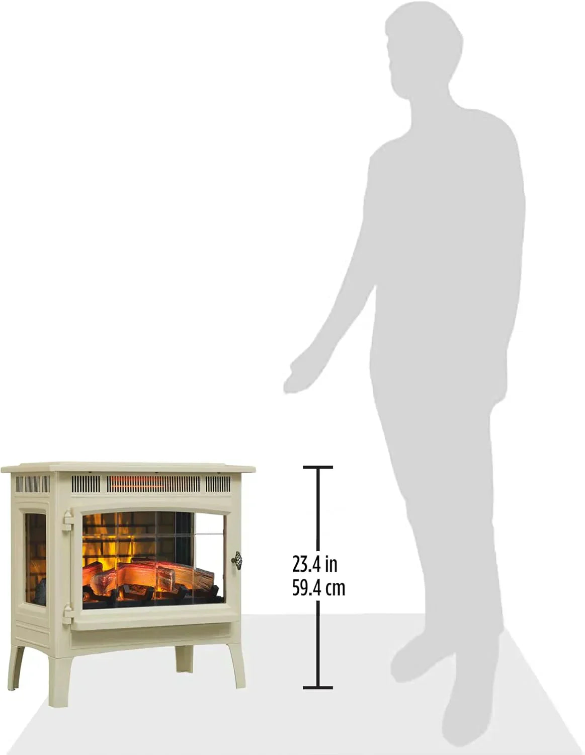 Freestanding Electric Fireplace Stove Heater with 3D Flame Effect for 1000 Sq. Ft wourant