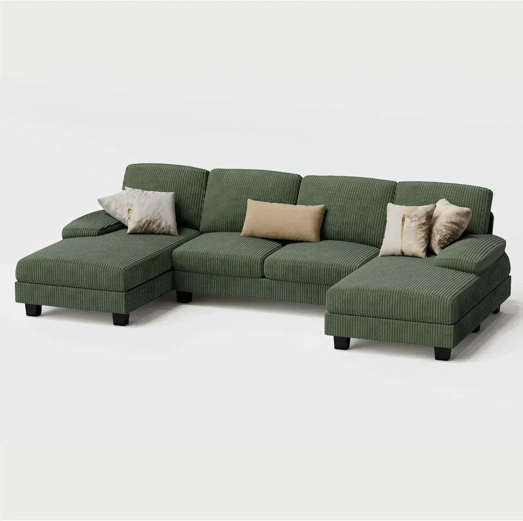Furmax Sectional Couches for Living Room U-Shaped Sofa Couch Linen Fabric 4 Seat Sofa Set wourant