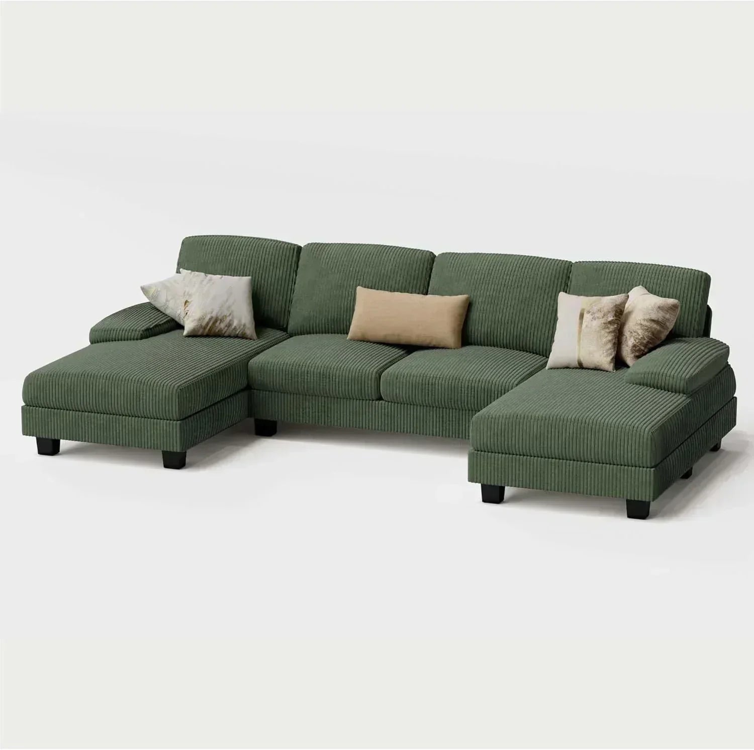 Furmax Sectional Couches for Living Room U-Shaped Sofa Couch Linen Fabric 4 Seat Sofa Set wourant