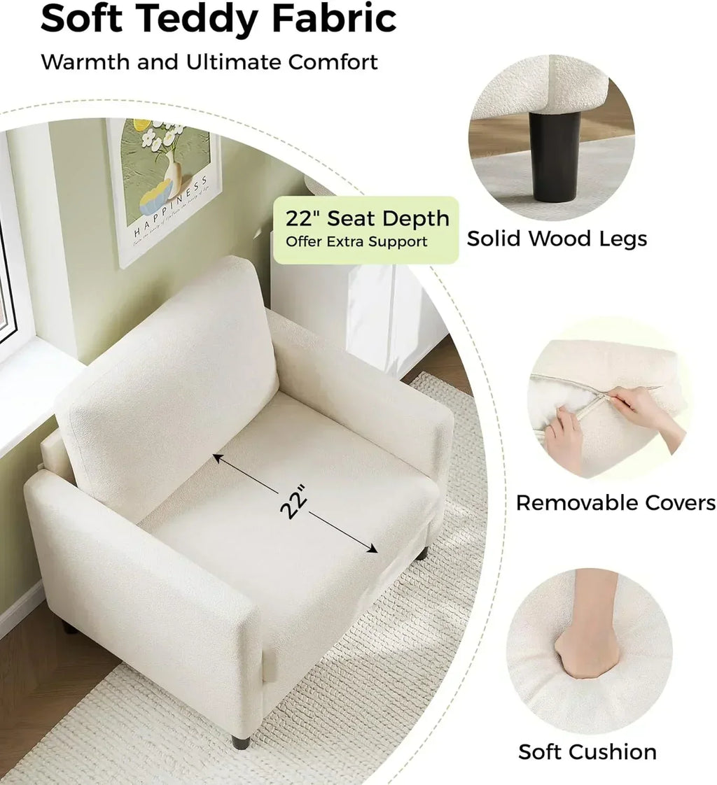 Loveseat Sofa 51" Love Seat Comfy Corduroy Small Loveseat Tool-Free Setup Couch wourant