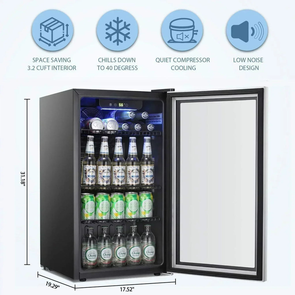 Antarctic Star Beverage Refrigerator Cooler 68 Can Mini Fridge with Glass Door for Beer Drinks Wine wourant