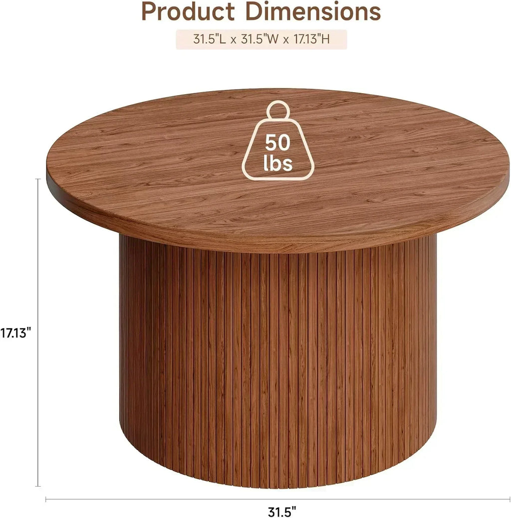 31.5 inch round coffee table living room roll-up coffee table mid-century modern wood coffee table wourant