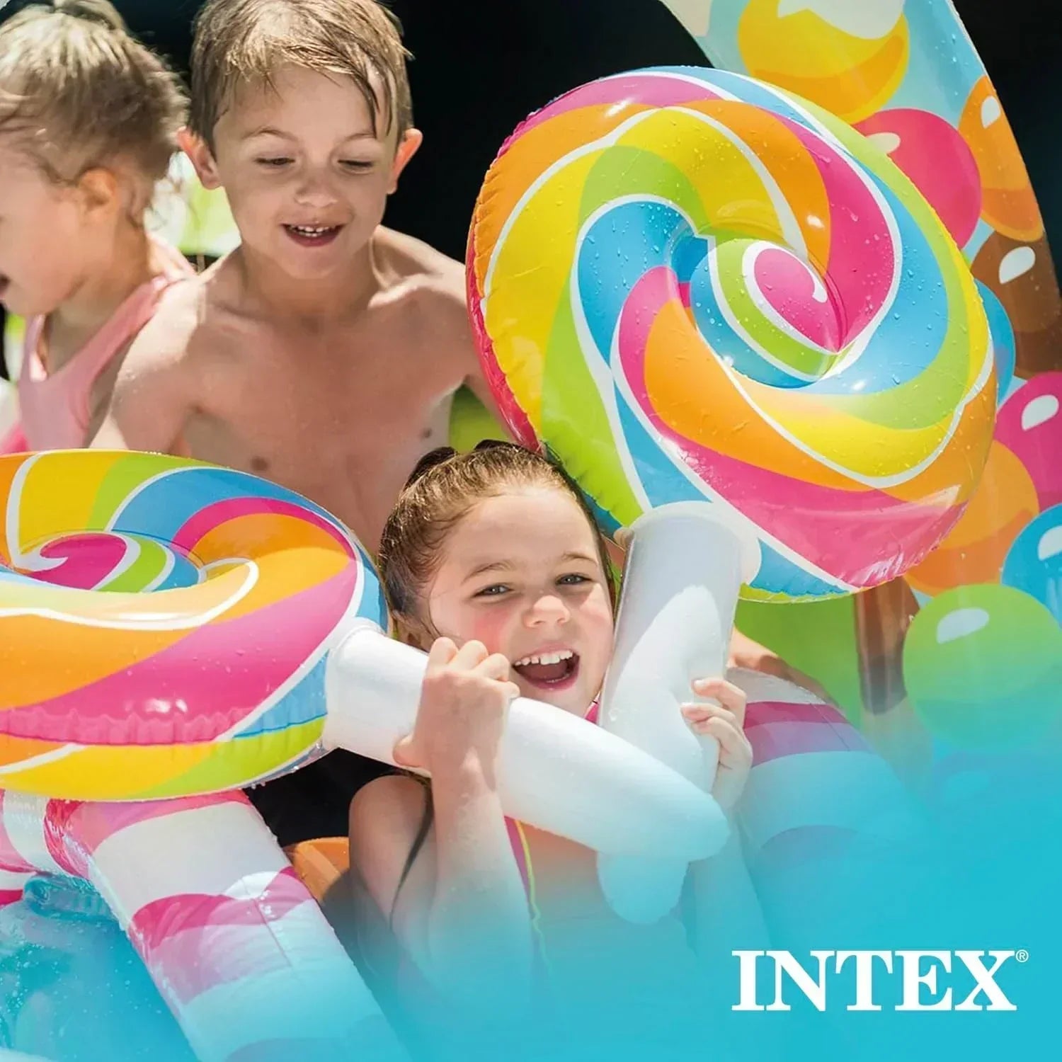 Intex 96" x 78" x 28" Inflatable Jungle Adventure Play Center Spray Kiddie Pool Water Slide wourant