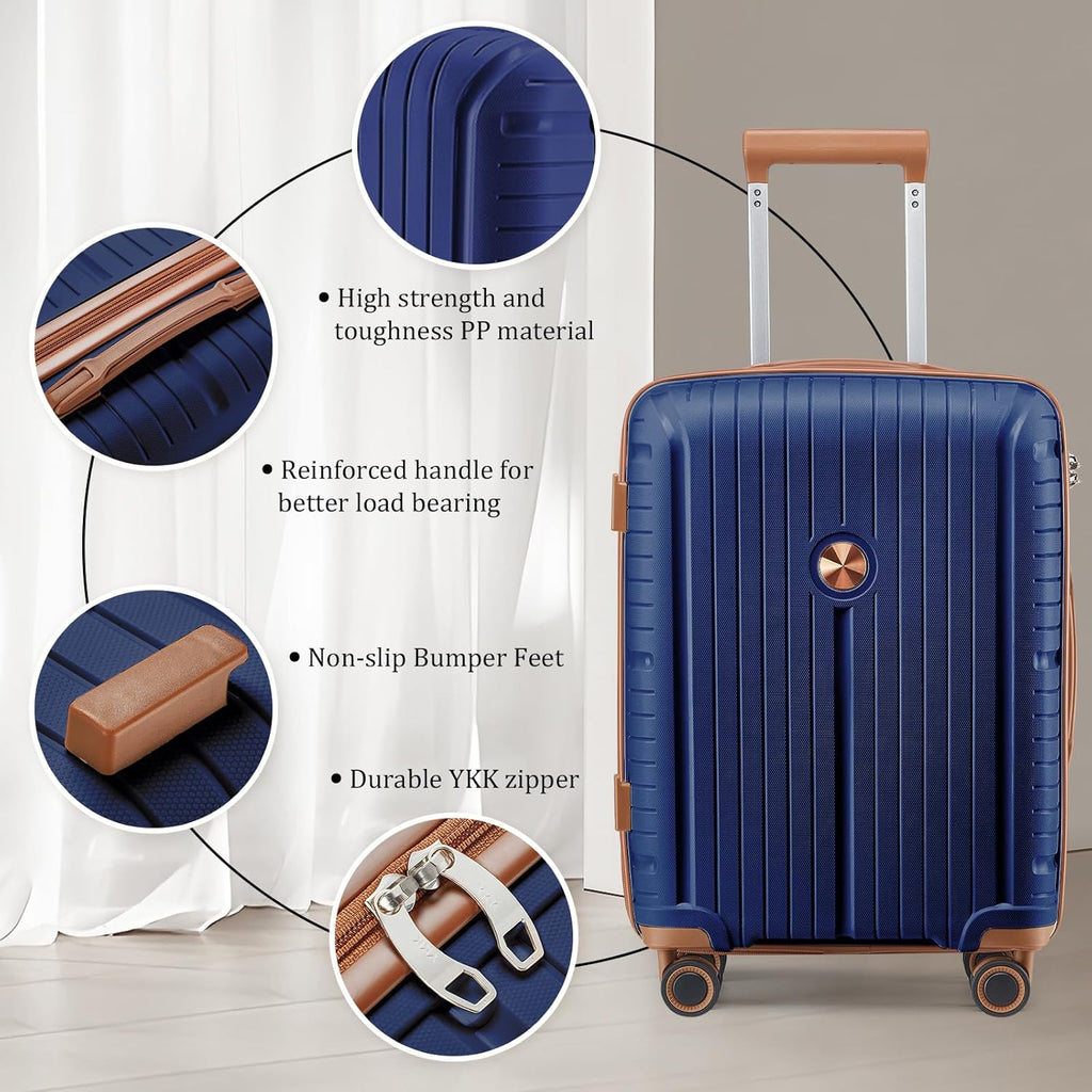 5-piece PP hardshell lightweight travel carry-on luggage set with dual spinner wheels wourant