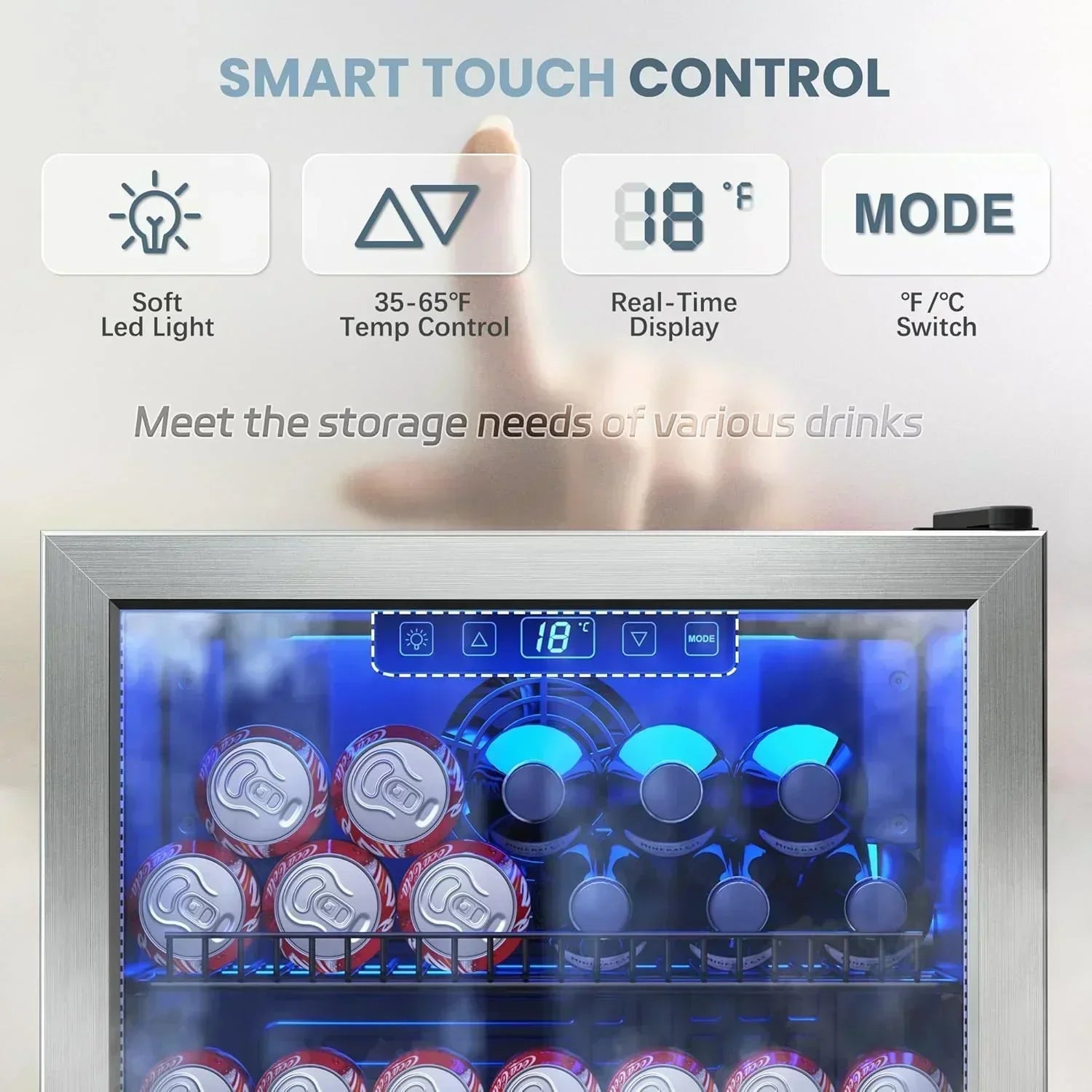 Beverage Refrigerator Cooler-120 Cans Freestanding Mini Fridge Cooler with Glass Door wourant
