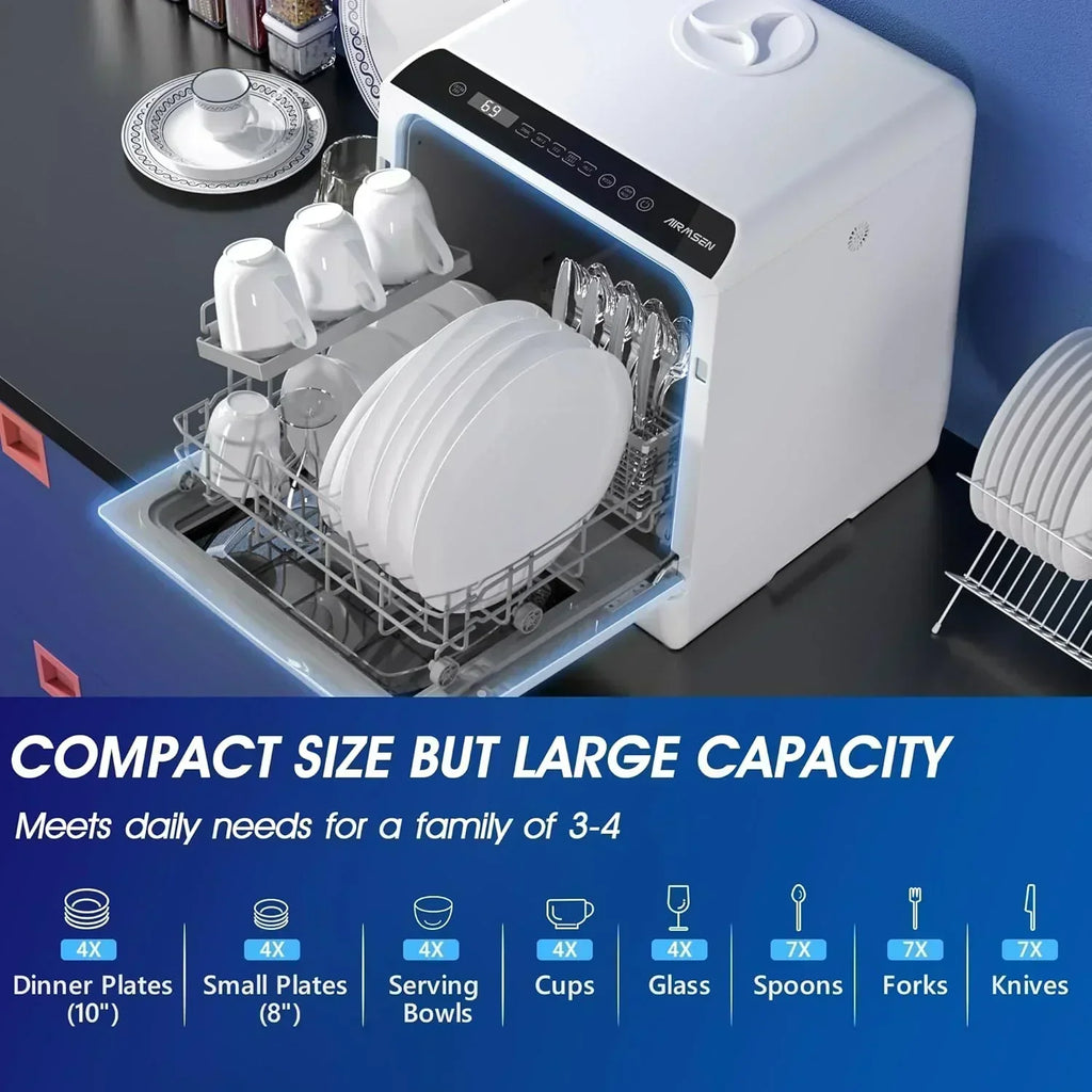 AIRMSEN portable tabletop dishwasher 5 washing programs mini dishwasher wourant