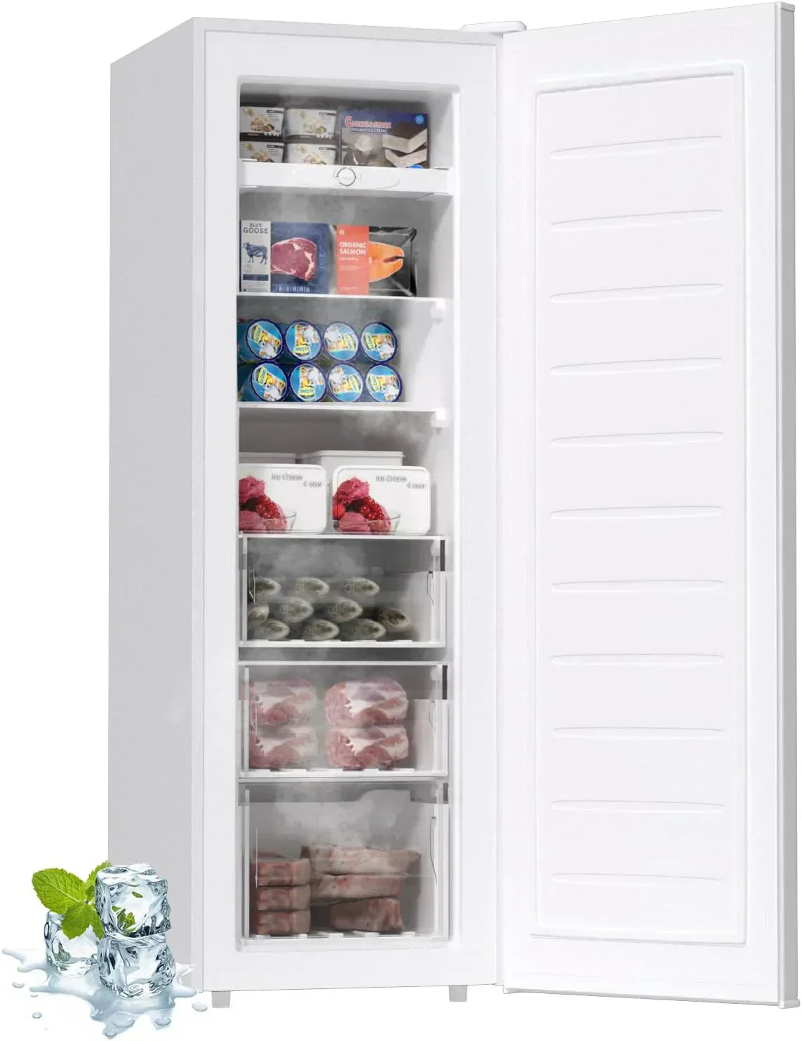 BANGSON Upright Freezer 7.0 Cu.ft Stand Up Freezer Convertible Upright Freezer/Refrigerator wourant