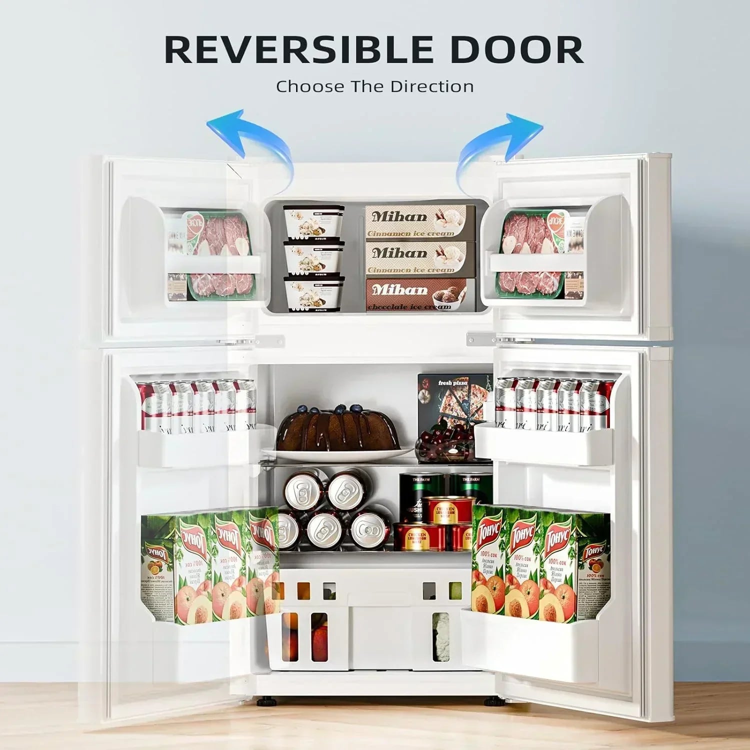 Antarctic Star 3.2 Cu.Ft Mini Refrigerator with Freezer Double Door Fridge Compact Refrigerator wourant