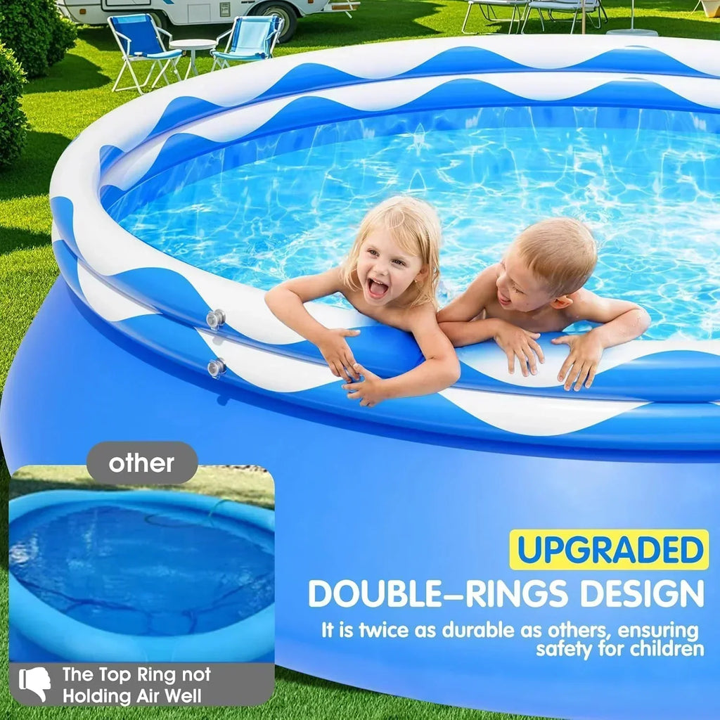 Upgraded Double Rings Inflatable Above Ground Pool Easy Set Inflatable Swimming Pool wourant