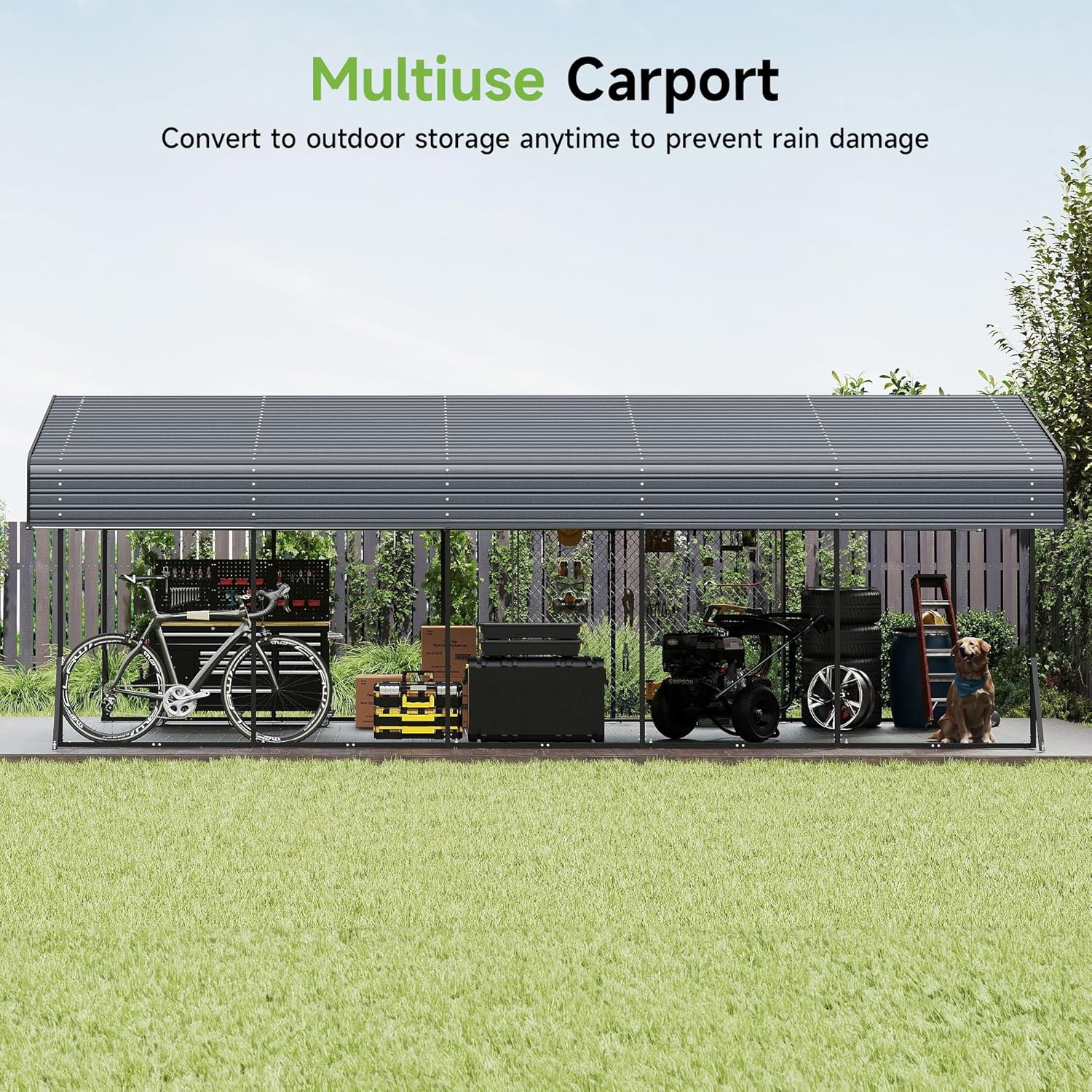 10'x15' Heavy Duty Metal Carport Outdoor Garage Car Shelter Shade with Heavier Frame wourant