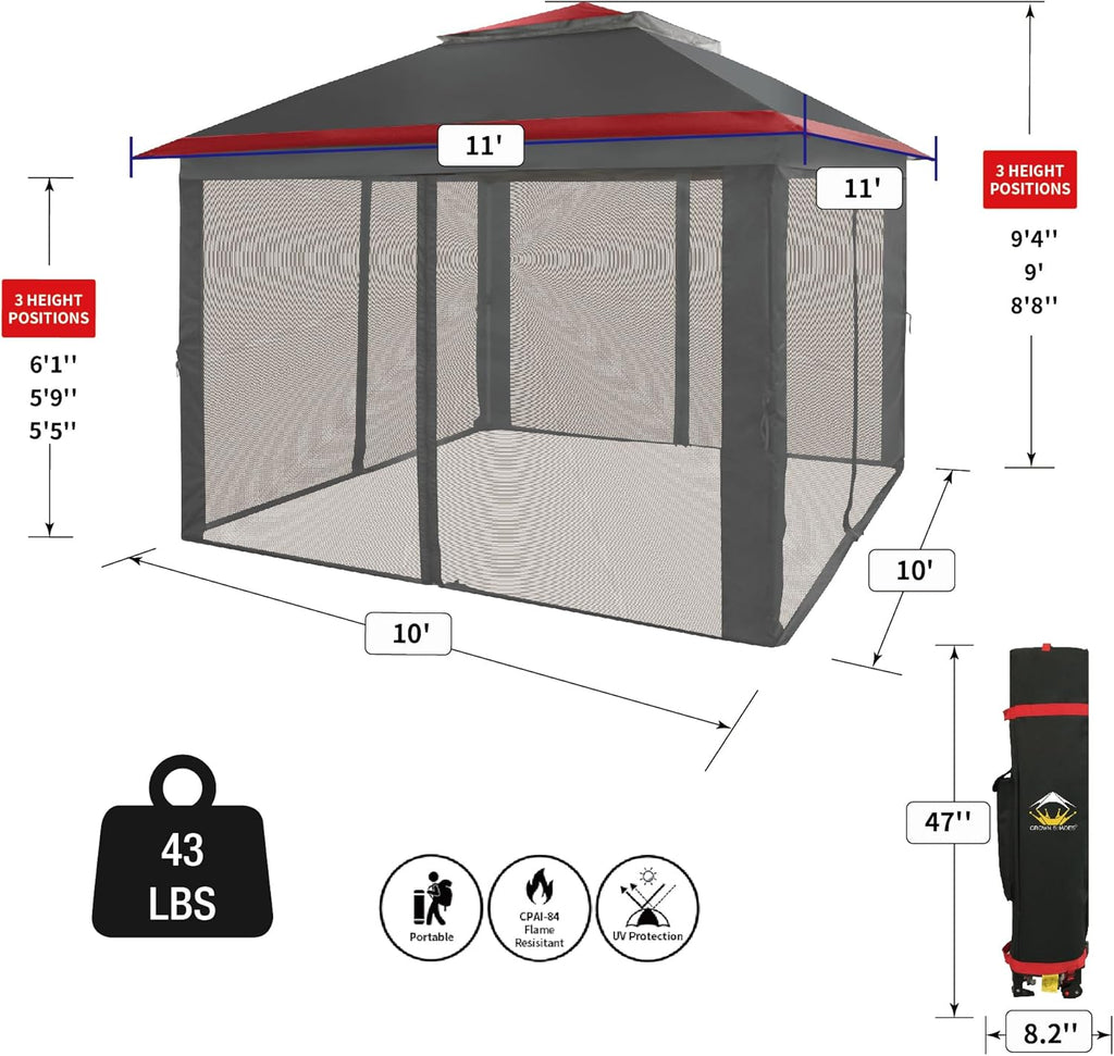 CROWN SHADES 13x13 Pop Up Gazebo Canopy Tent Gazebos on Clearance Outdoor Gazebo wourant