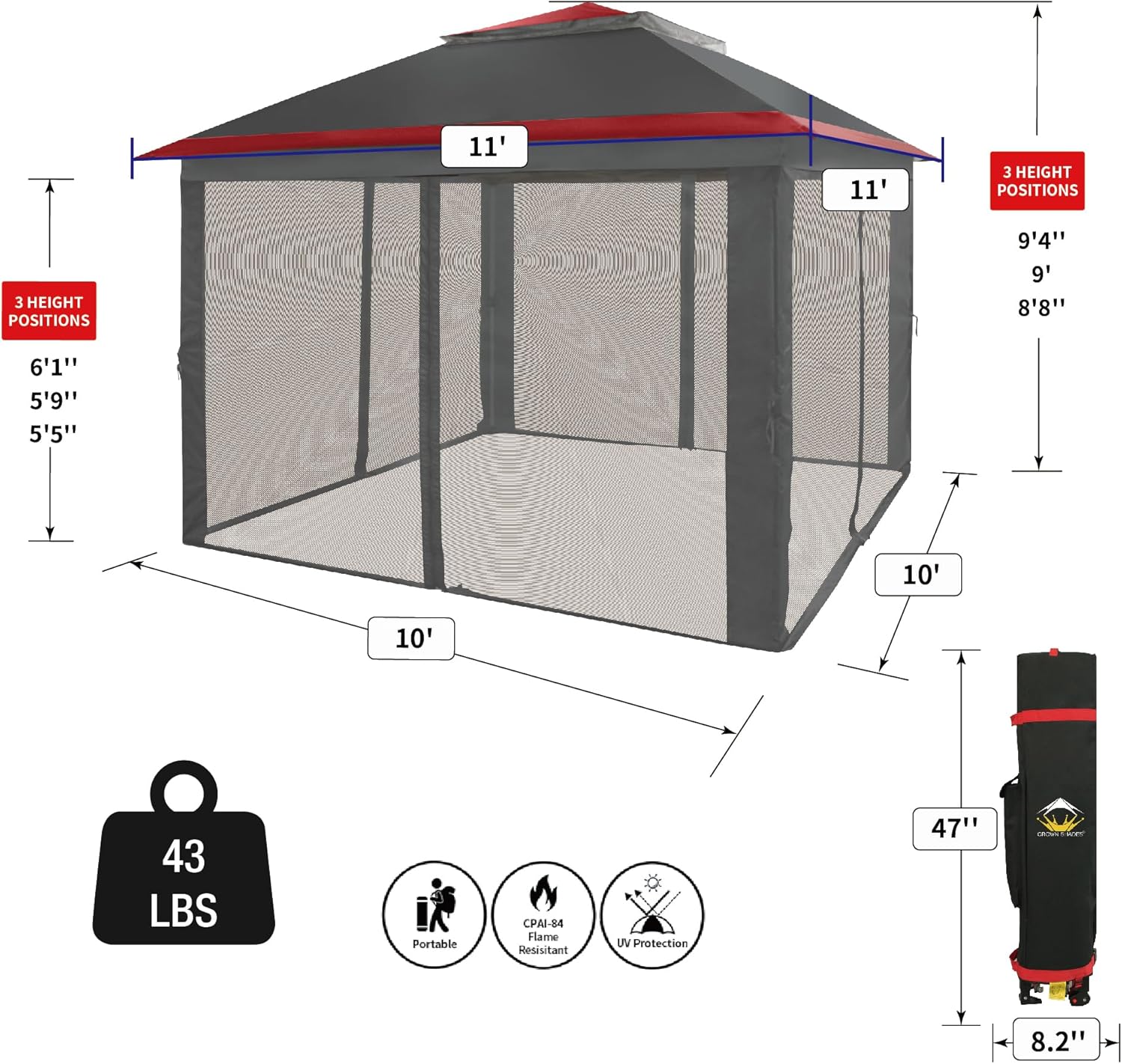 CROWN SHADES 13x13 Pop Up Gazebo Canopy Tent Gazebos on Clearance Outdoor Gazebo wourant