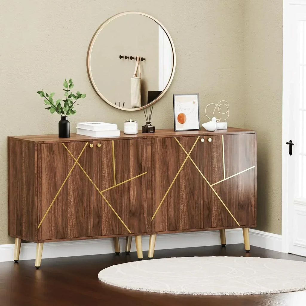 Free Standing Cabinet Black Wood for Living Room Bedroom Dining Room Hallway wourant