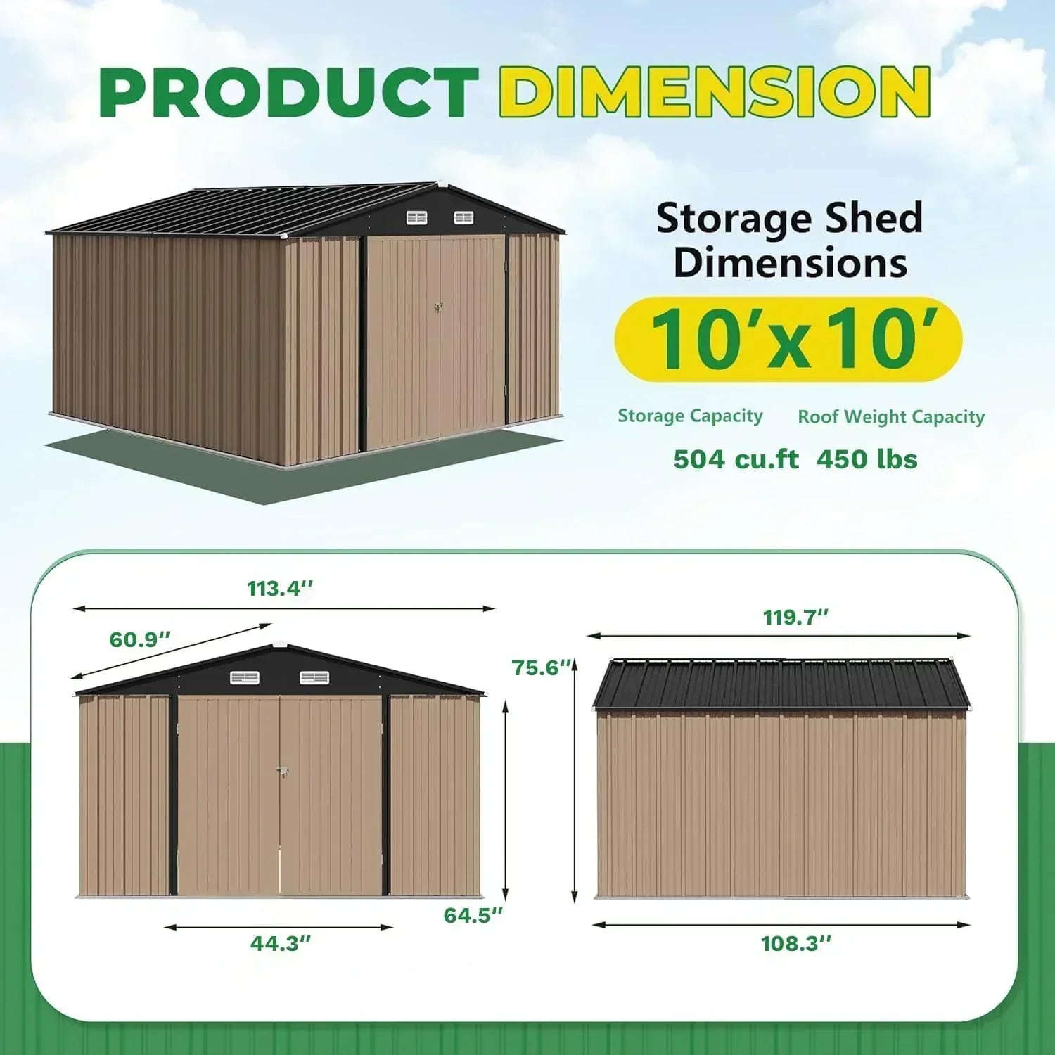 Devoko Outdoor Storage Shed Lockable Metal Garden Shed Steel Anti-Corrosion Storage House wourant