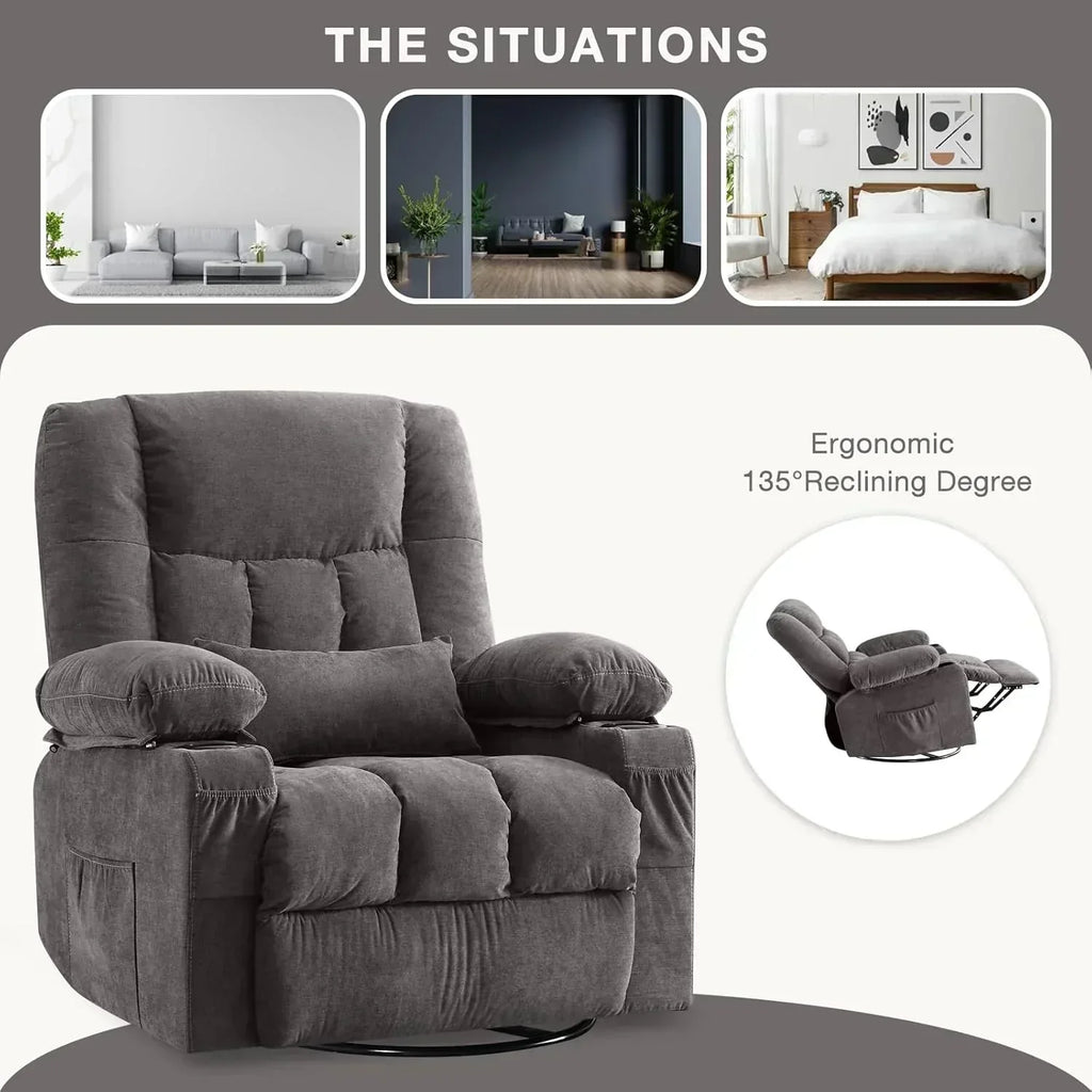Massage rotating rocking lounge chair with vibration massage and calorie metering functions wourant