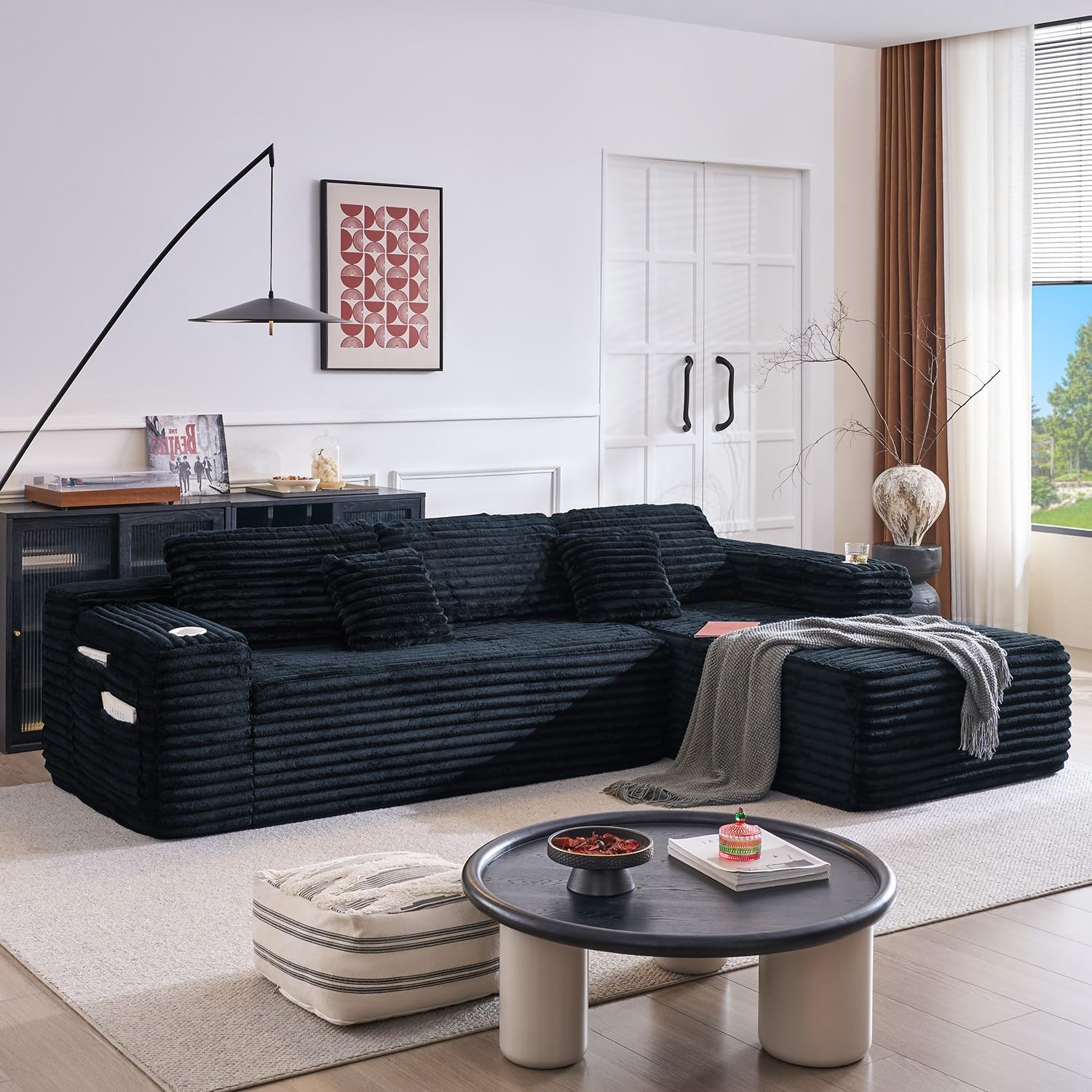 Cloud Sectional Couch with L Shape Chaise Modern Modular Sofa with Deep Seat Built in Cup Holder wourant