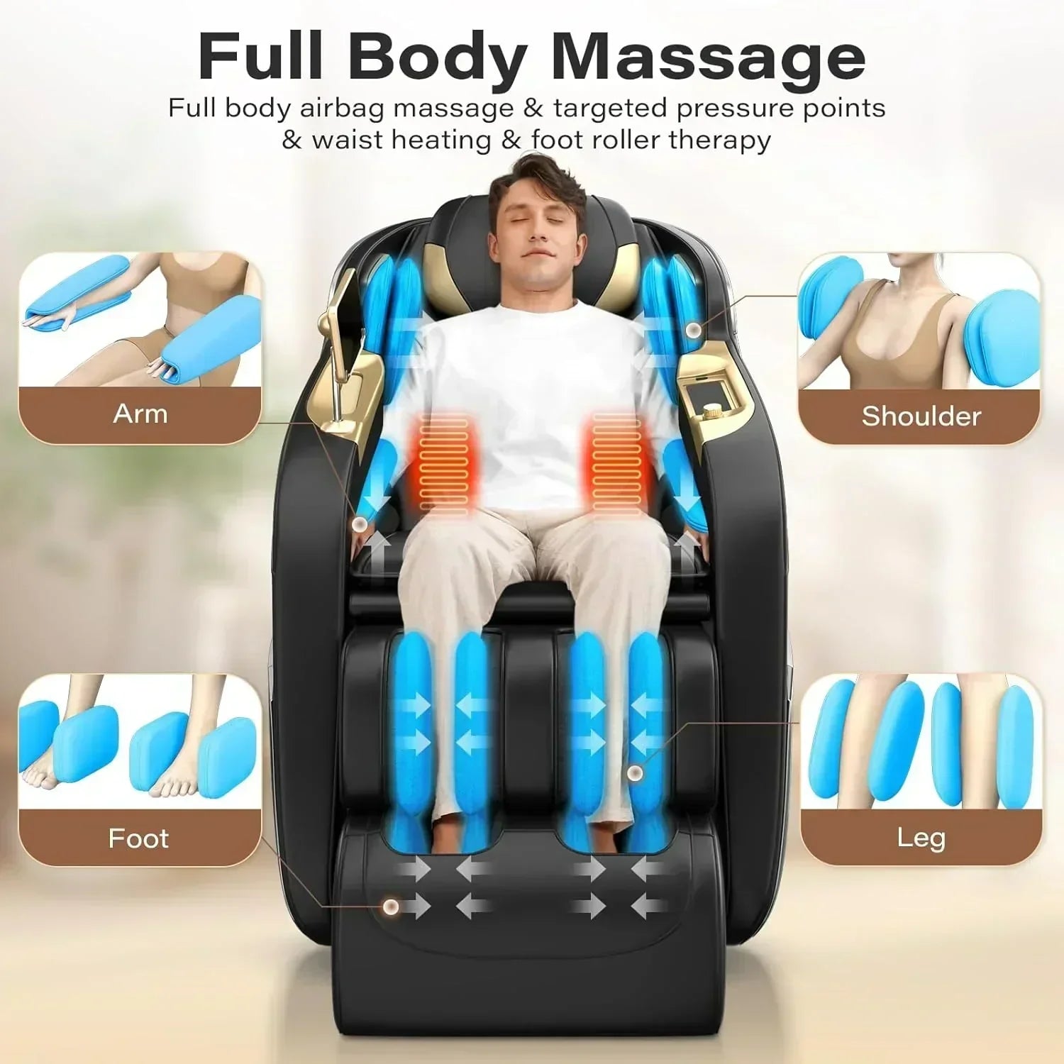 Full Body Massage Chair 160° Zero Gravity Recliner with Body Scan Shiatsu Massage Chair wourant