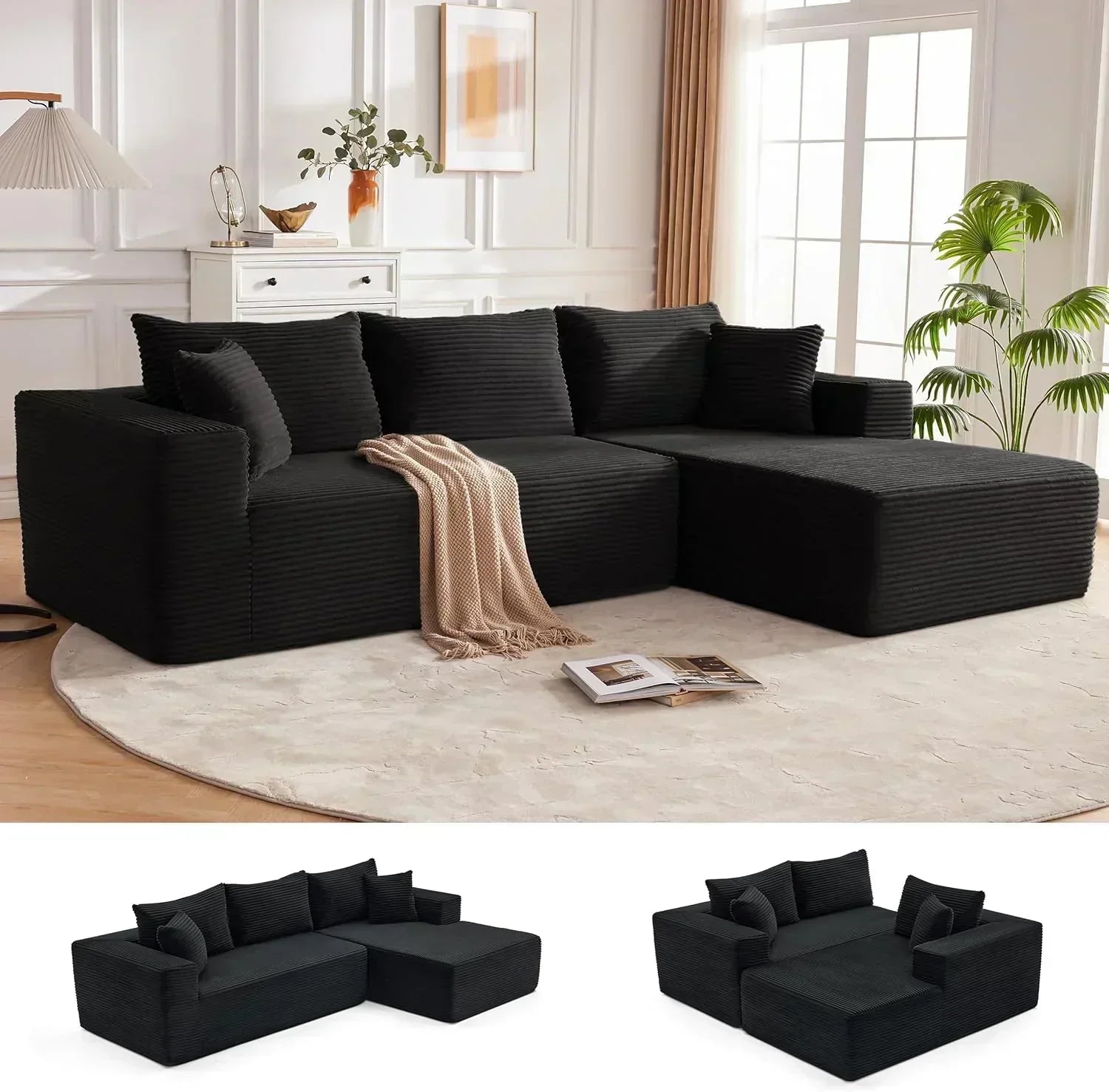 110-inch cloud sofa boneless sofa in the living room modular sofa with deep seats wourant