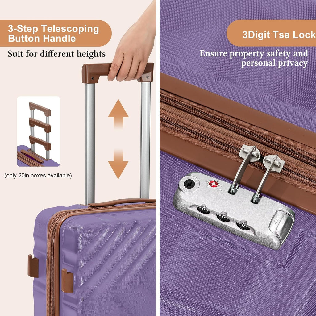 5 piece luggage set expandable suitcase 22x14x9 aviation certified durable waterproof travel set wourant