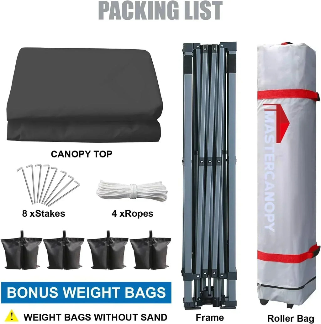 Durable Pop-up Canopy Tent with Roller Bag (10x10 Black) wourant
