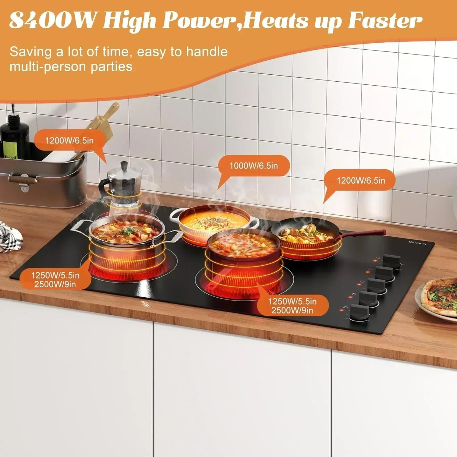 Karinear 30 Inch Electric Cooktop 4 Burners Built-in Ceramic Cooktop Radiant Electric Stove Top wourant