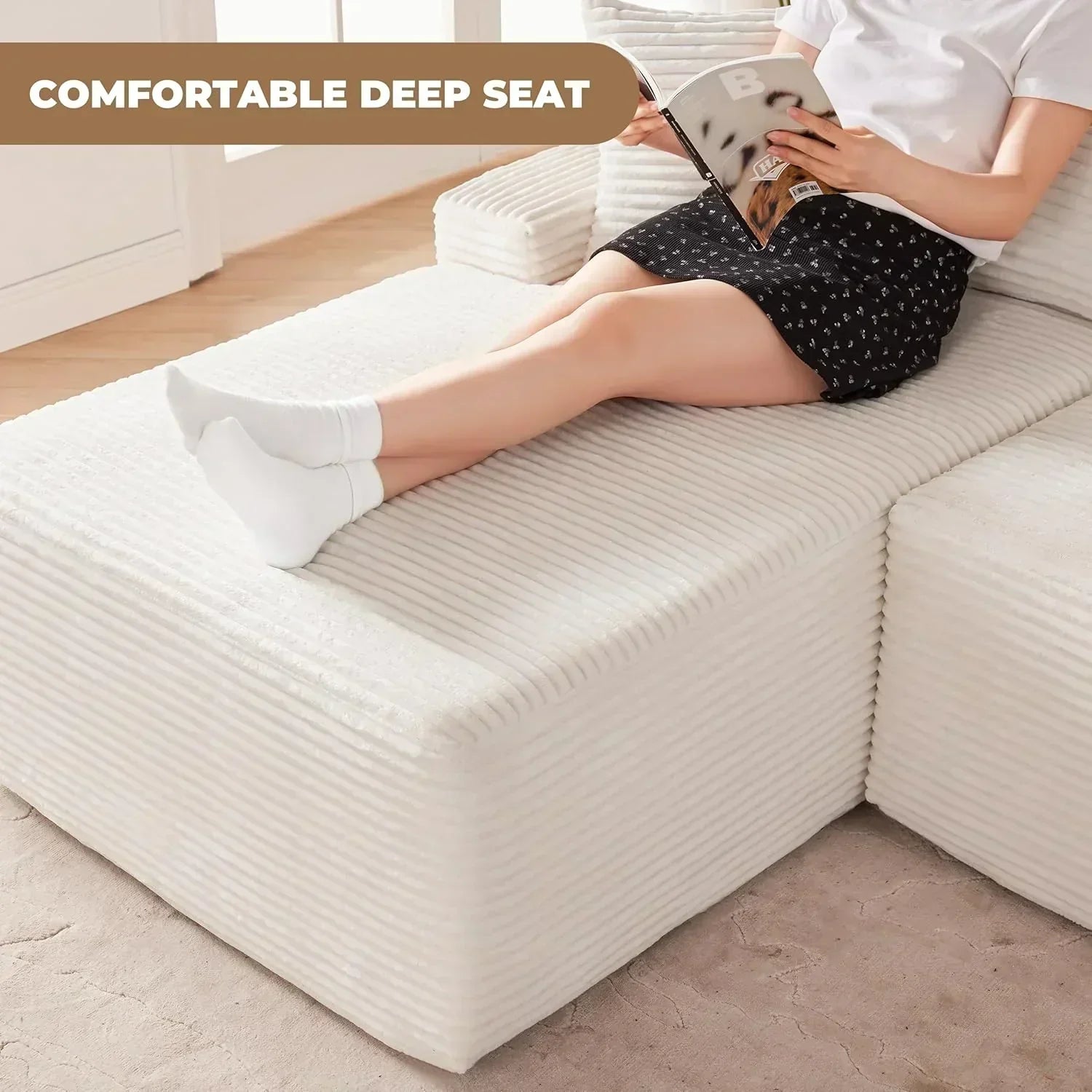 110-inch cloud sofa boneless sofa in the living room modular sofa with deep seats wourant