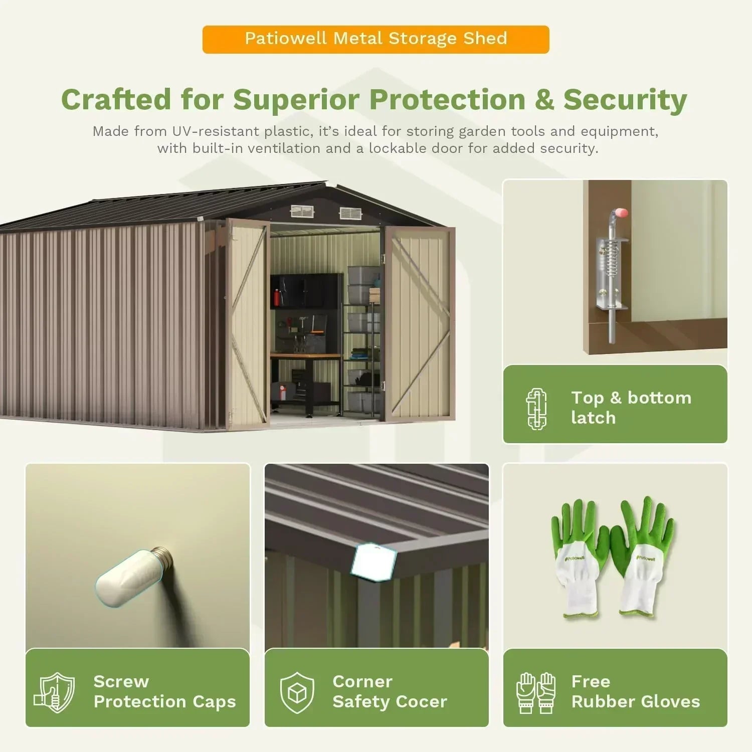 Patiowell 5x3 FT Outdoor Storage Shed Tool Shed with Sloping Roof and Lockable Door Metal Shed wourant