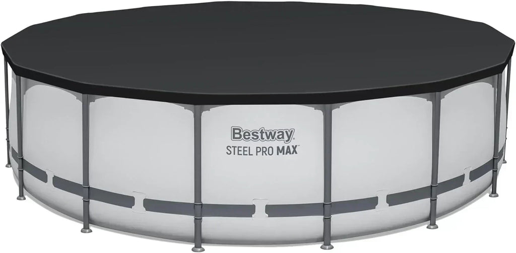 Steel Pro MAX 14 Foot x 48 Inch Round Metal Frame Above Ground Outdoor Swimming Pool Set wourant