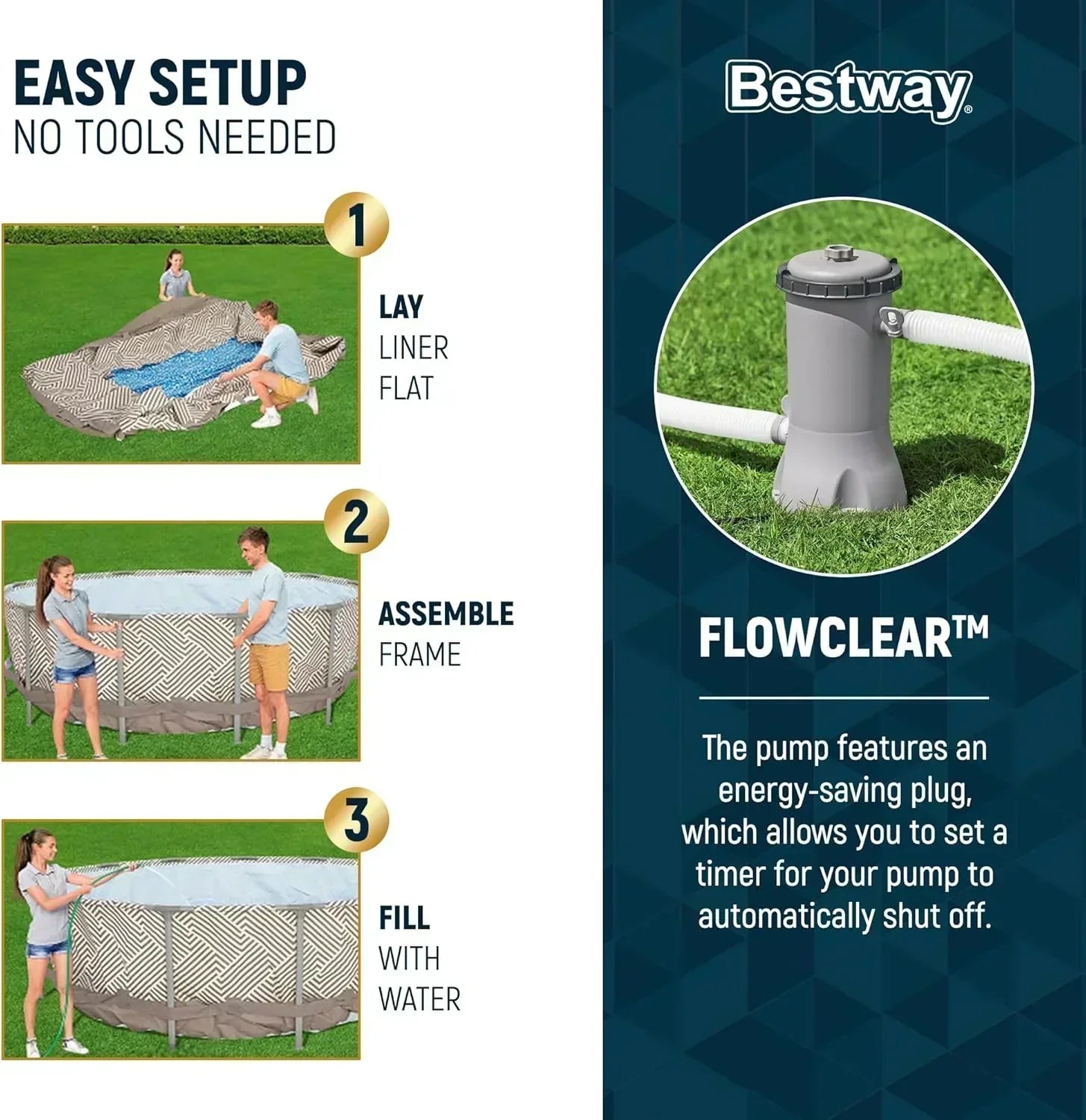 Power Steel Round Above Ground Outdoor Backyard Swimming Pool Set 1,000 GPH Filter Pump wourant