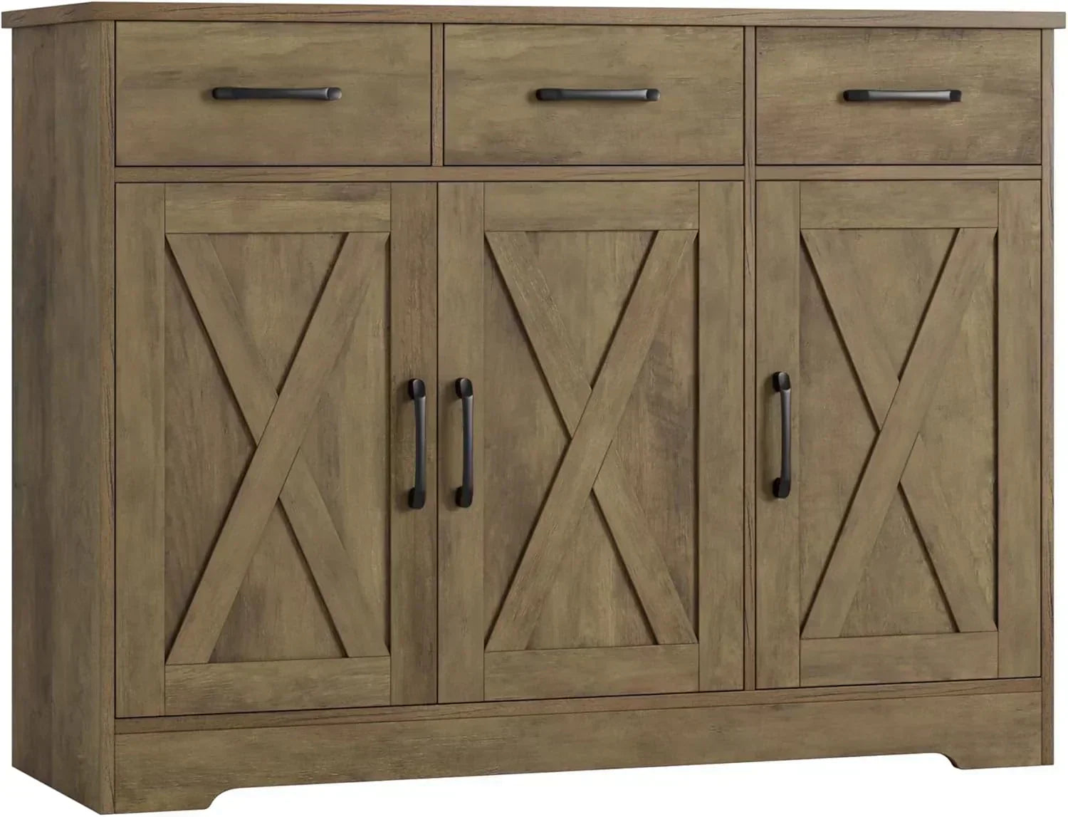 Modern farmhouse sideboard barn door buffet storage cabinet with drawers and shelves wourant