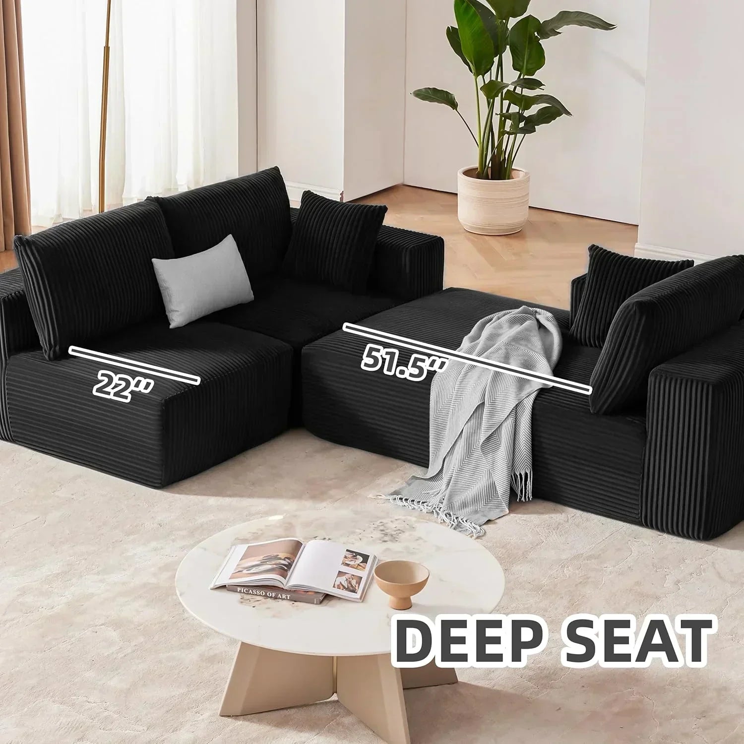 108-inch modular sofa cloud modular sofa with deep seat and reclining chair upholstered sofa wourant