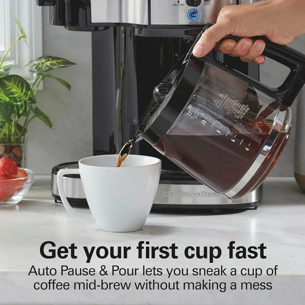 Hamilton Beach 2-Way 12 Cup Programmable Drip Coffee Maker Single Serve Machine Glass Carafe wourant