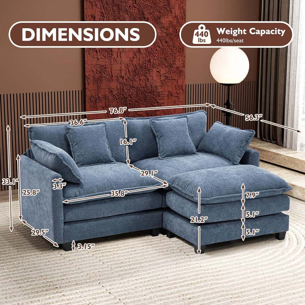 ihanherry 146-inch U-shaped modern sofa modular area cloud sofa wourant