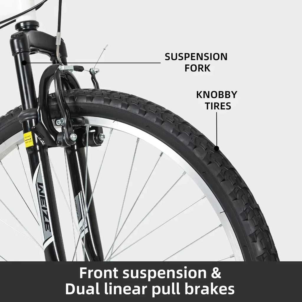 WEIZE Mountain Bike 26 27.5 inch Outdoor Hybrid Bikes 18-Speed High-Carbon Steel Full Suspension wourant
