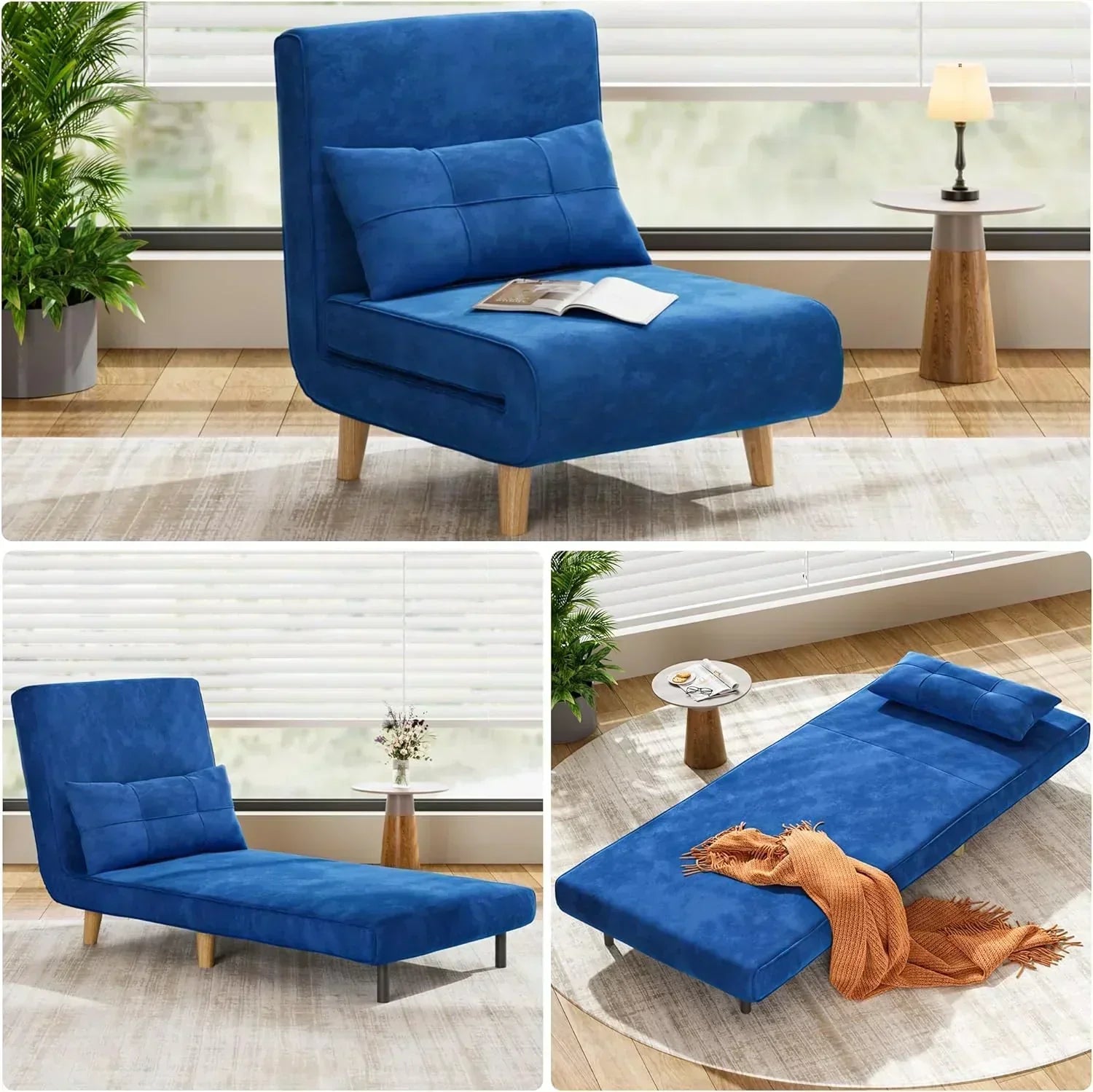3-in-1 sleeper chair bed convertible chair bed futon sofa with adjustable backrest wourant