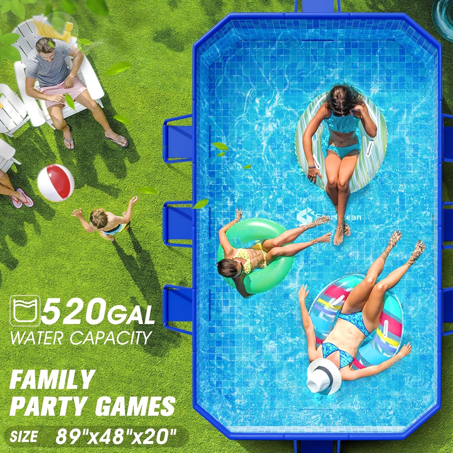 Foldable Pool Large Non-Inflatable Swimming Pool Kids Adult Collapsible Pools Hard Plastic Shell wourant