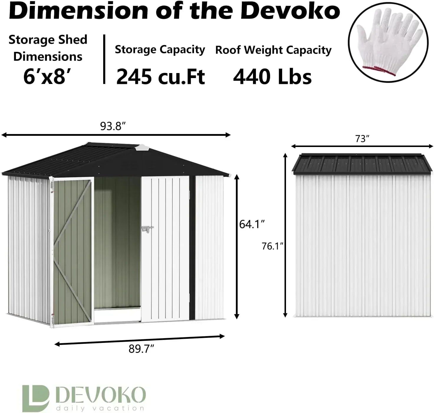 Devoko Outdoor Storage Shed Lockable Metal Garden Shed Steel Anti-Corrosion Storage House wourant