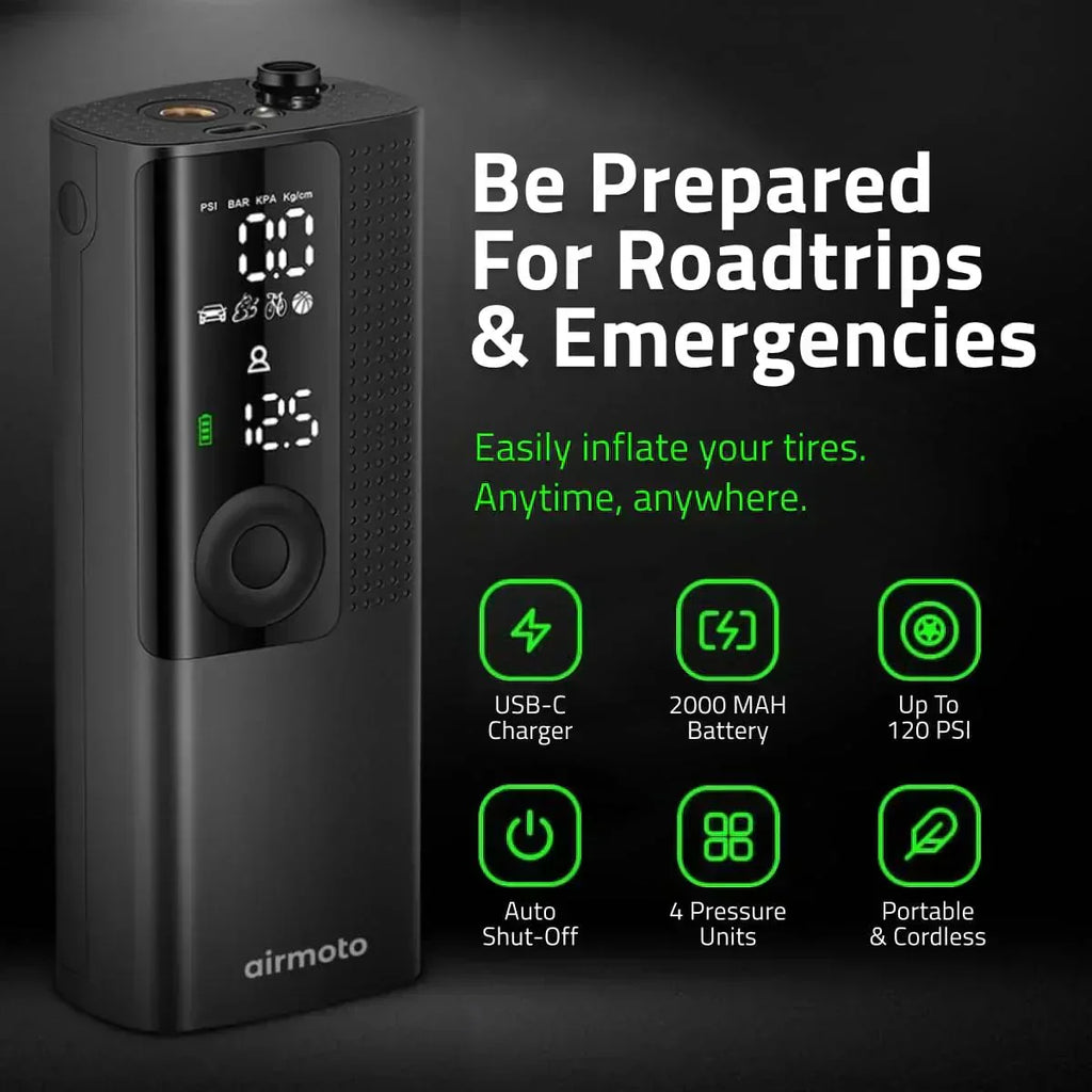 Airmoto Tire Inflator Portable Air Compressor Car Tire Air Pump with Digital Pressure Gauge wourant