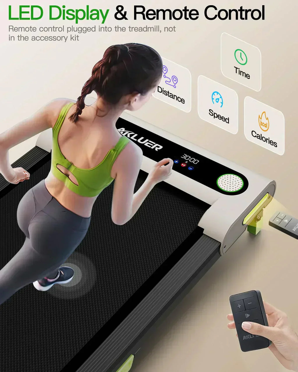 Akluer Inclined Home Treadmill 2.5 HP Small Under-Desk Treadmill Remote Control LED Display wourant
