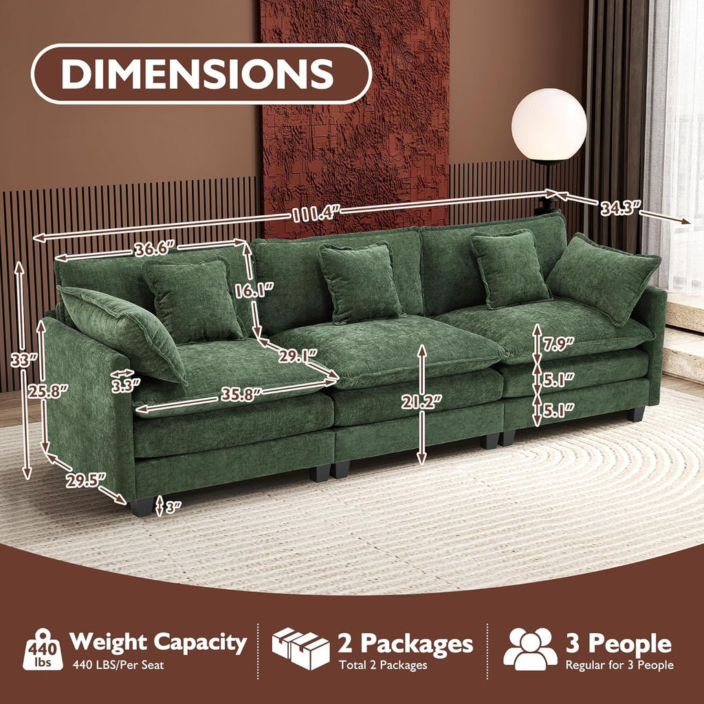 ihanherry 146-inch U-shaped modern sofa modular area cloud sofa wourant