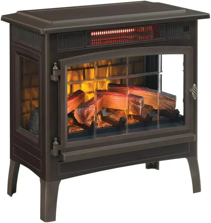 Freestanding Electric Fireplace Stove Heater with 3D Flame Effect for 1000 Sq. Ft wourant