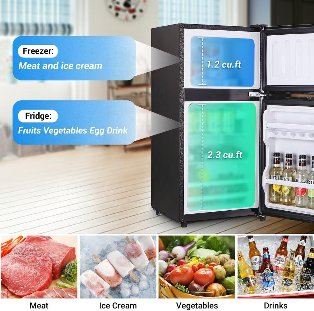 Apartment Size Refrigerator 3.5 Cu.Ft Small Refrigerator with Freezer Suitable for Home wourant