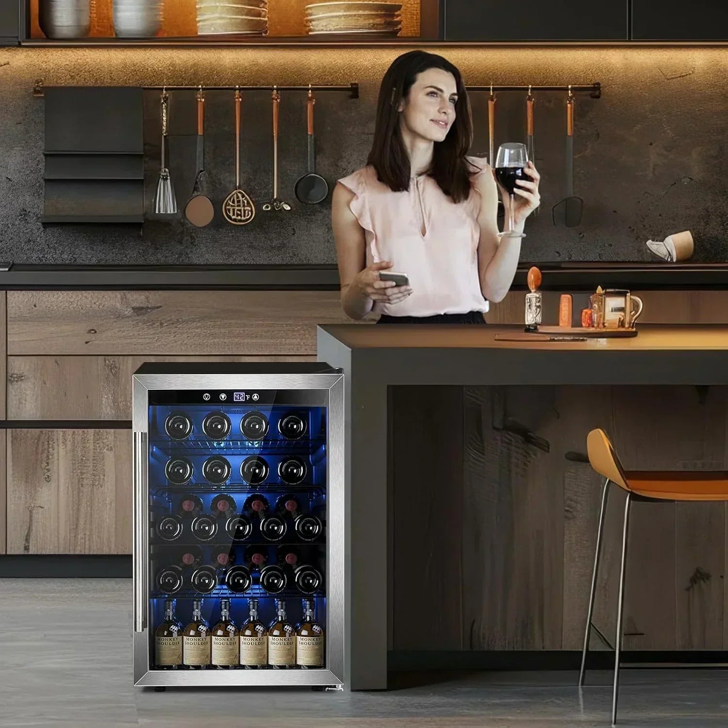 Mini Fridge 130 Can Beverage Refrigerator Cooler Drink Fridge Adjustable Temperature Control wourant