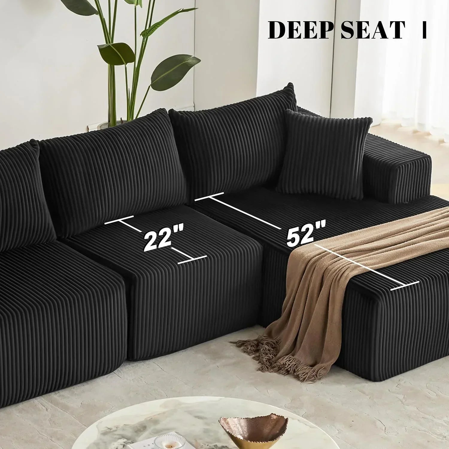 108-inch modular sofa cloud modular sofa with deep seat and reclining chair upholstered sofa wourant